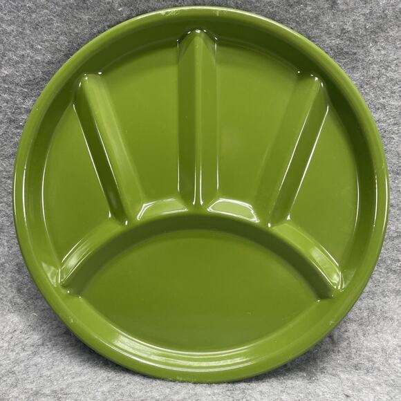 Vtg Set of 6 Fondue Sushi Divided Round Enameled Plates Japan Mustard Orange Gre - Picture 7 of 8